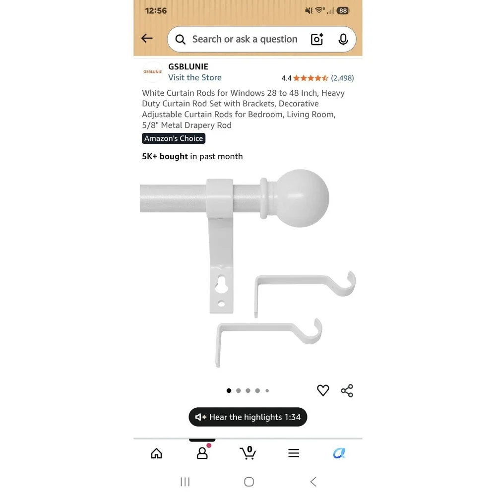 3 Heavy Duty White Adjustable Curtain Rods 28 To 48in